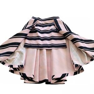 Halston Heritage Pink and Black Striped A-Line  Skirt